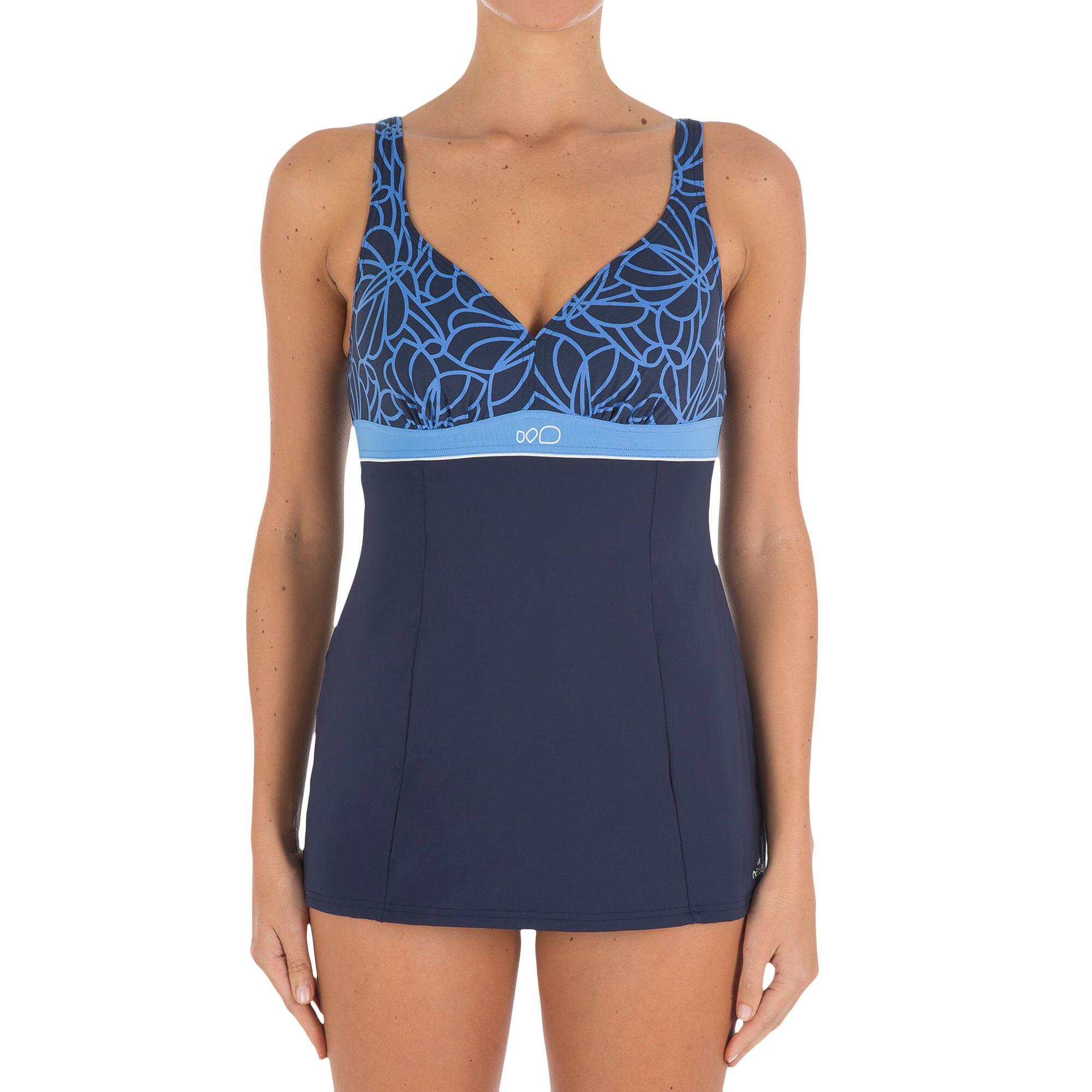 Kaipearl Allmap women's body-sculpting one-piece skirt swimsuit - blue 3/13