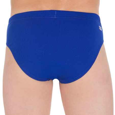 BOYS' SWIMMING BRIEFS 900 YOKE - BLUE WHITE