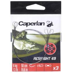 Avançon pêche carnassier RESIFIGHT 49 2 BOUCLES 6KG x3