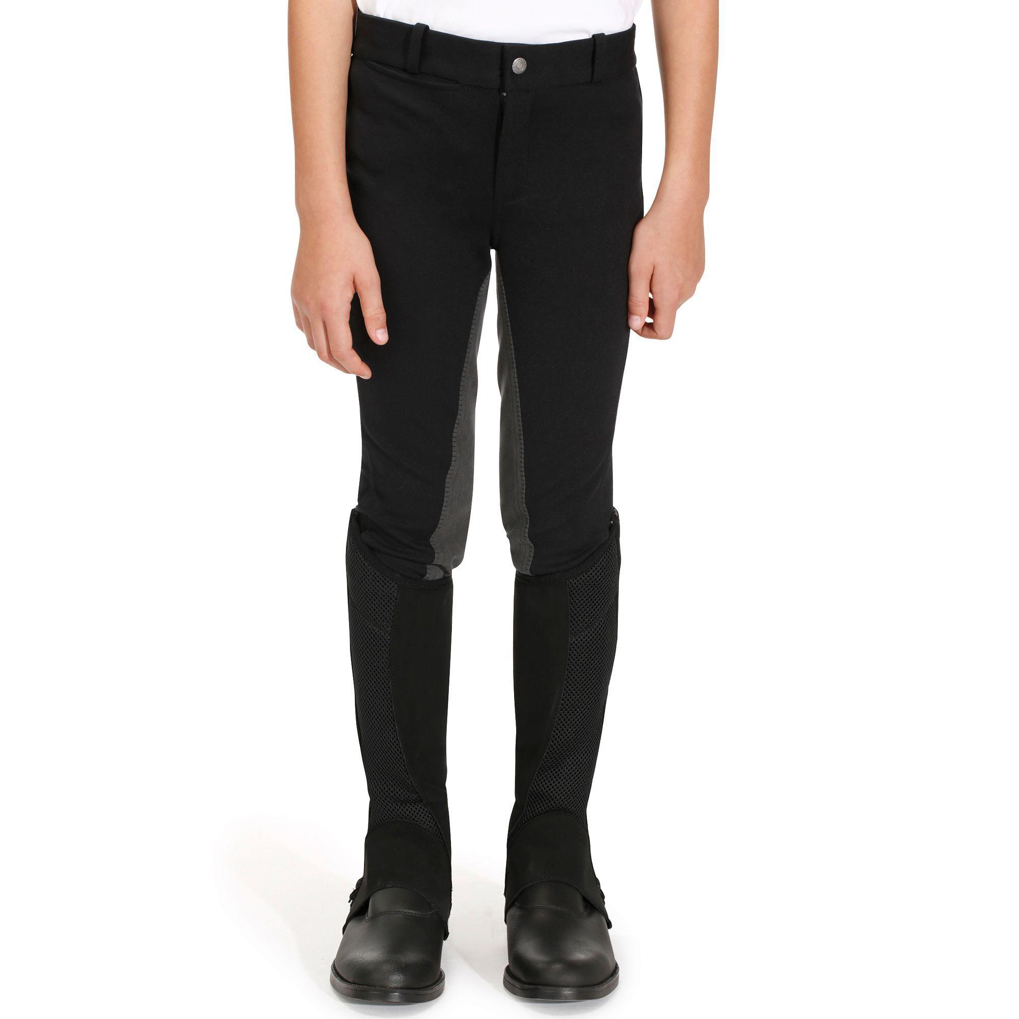 Fullseat Children's Horse Riding Jodhpurs - Black/Grey 5/18