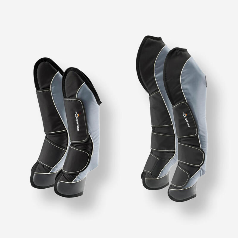 Žirgo kelioninės kojų apsaugos „Traveller 500“, 4 vienetai, juodos ir pilkos