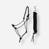 Horse Riding Ethological Halter & Rope Set For Horse/Pony Whisperer - Black