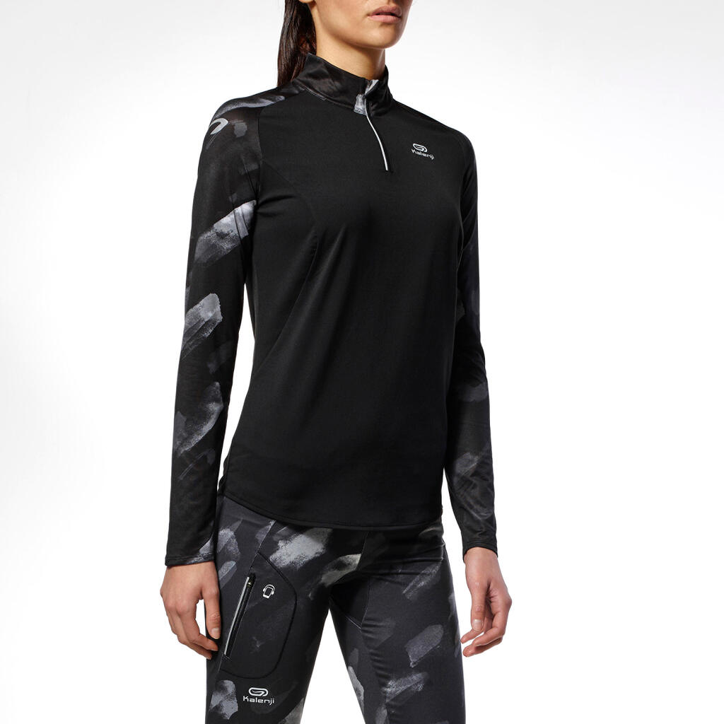 Laufshirt langarm Eliofeel Damen schwarz