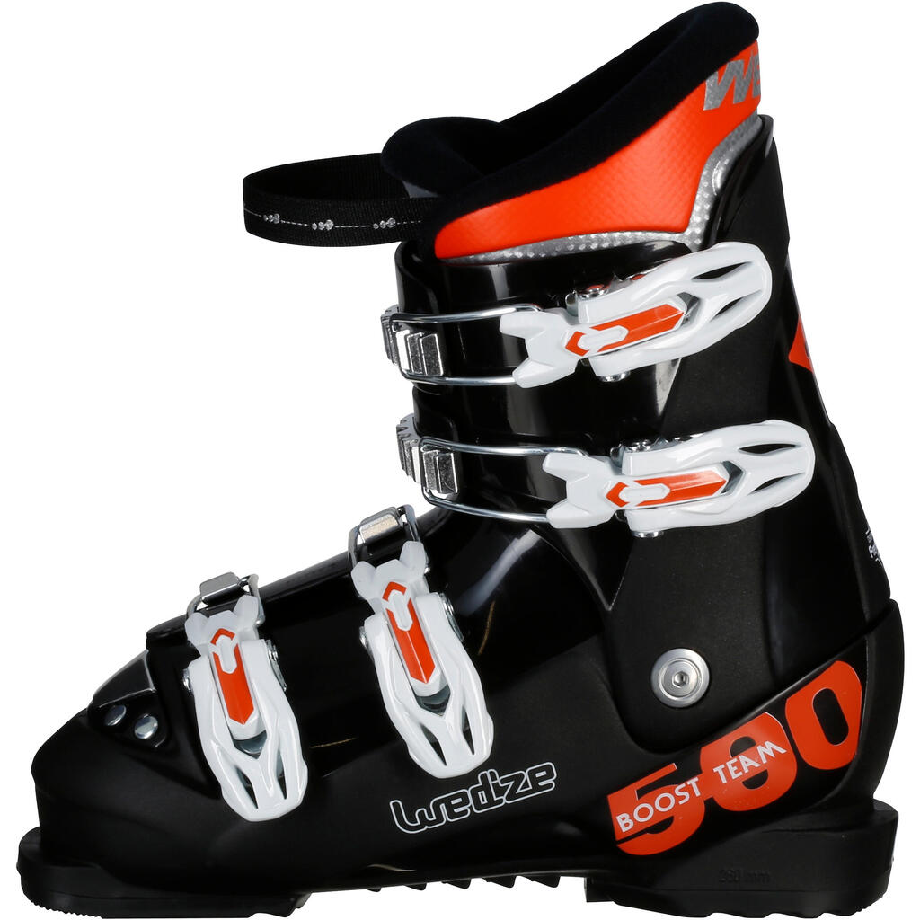 Črni otroški smučarski čevlji TEAM 500