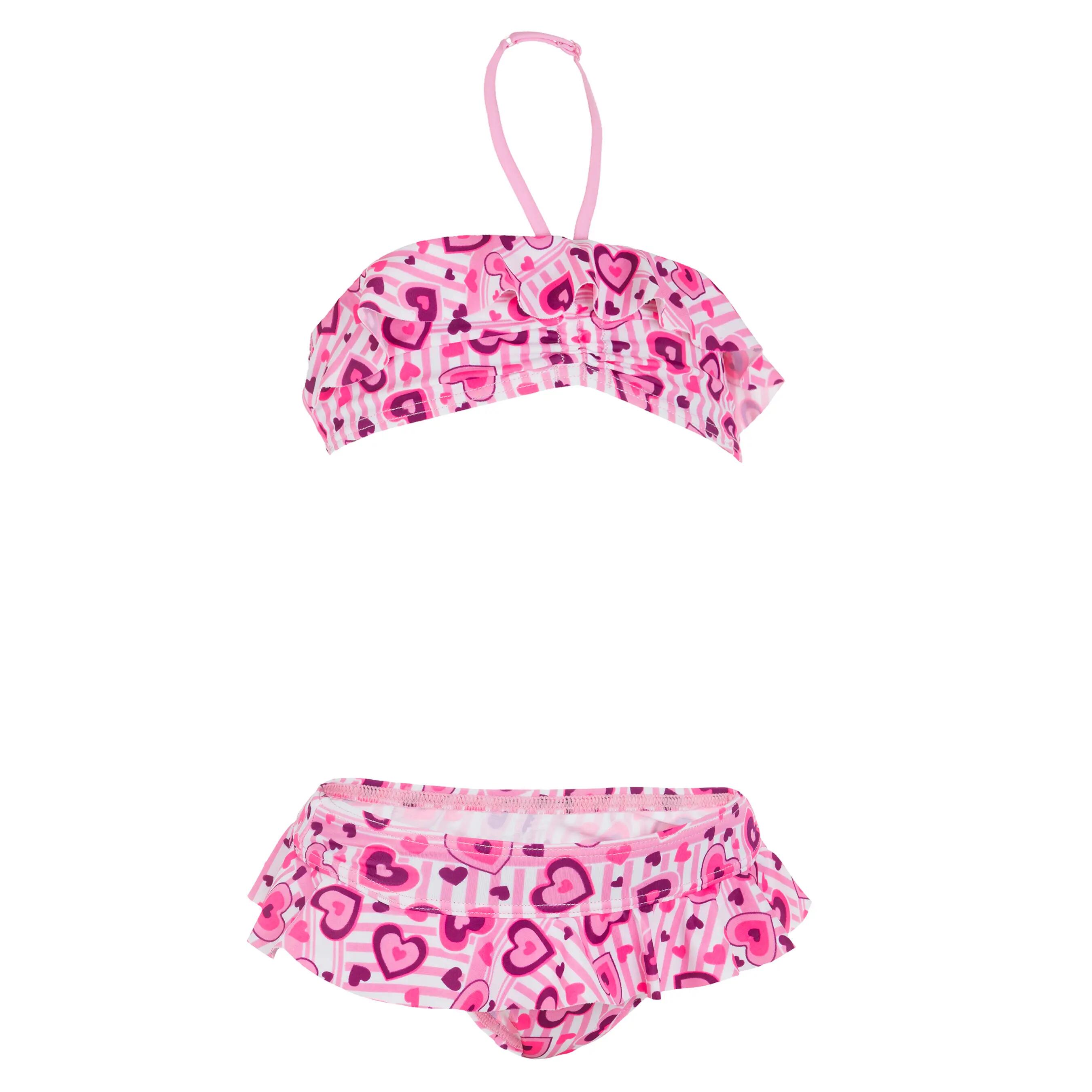 LG Sweety Girls' Two-Piece Ruffle Bandeau Swimsuit -Pink 2/12