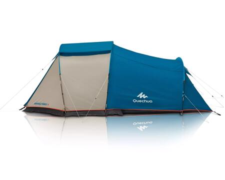 Wartung und Reparatur eines Campingzeltes mit Stangenaufbau