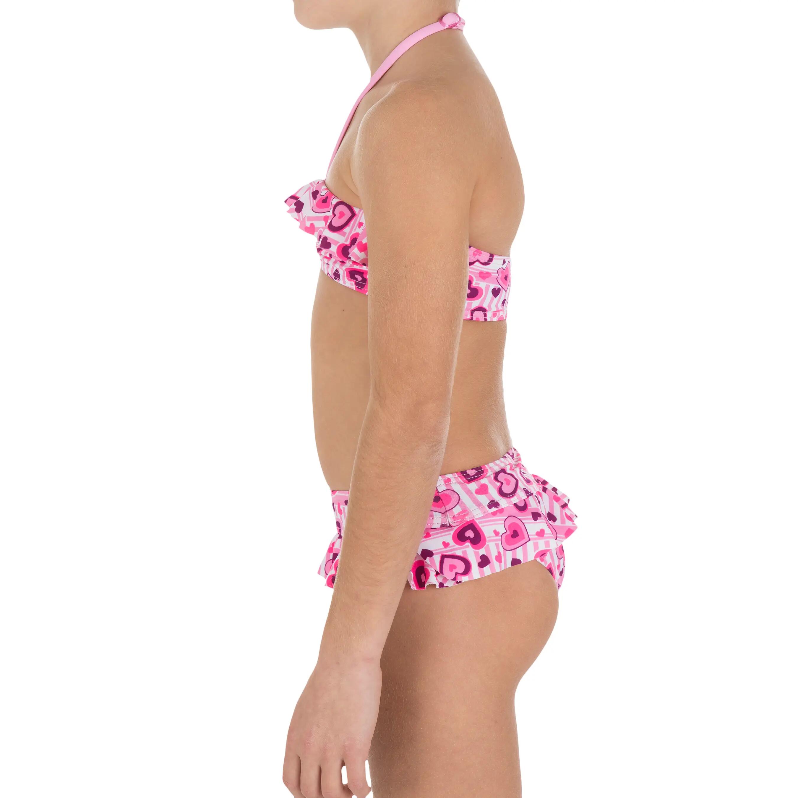LG Sweety Girls' Two-Piece Ruffle Bandeau Swimsuit -Pink 4/12