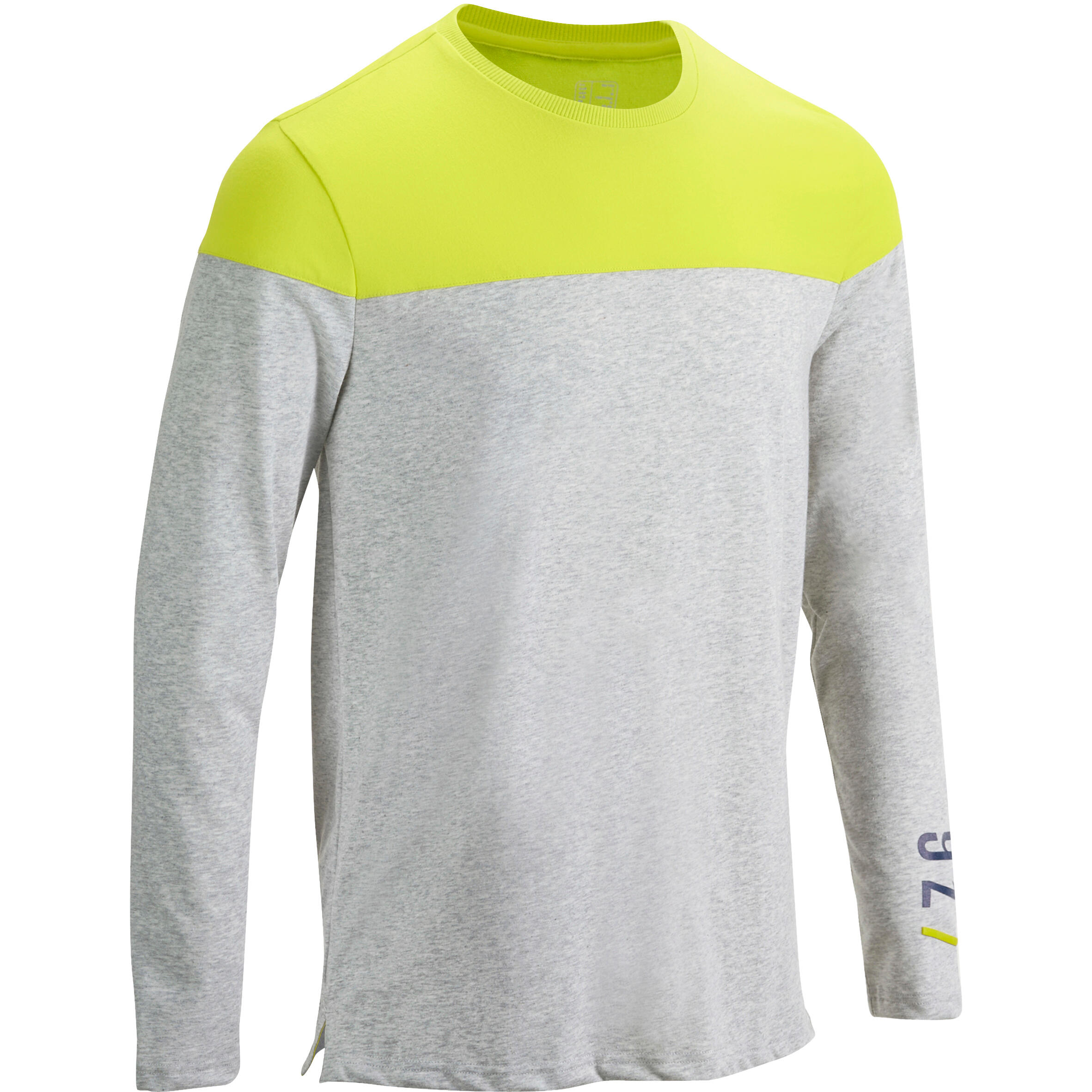 Active Team Long-Sleeved Fitness T-Shirt - Grey/Yellow 1/16