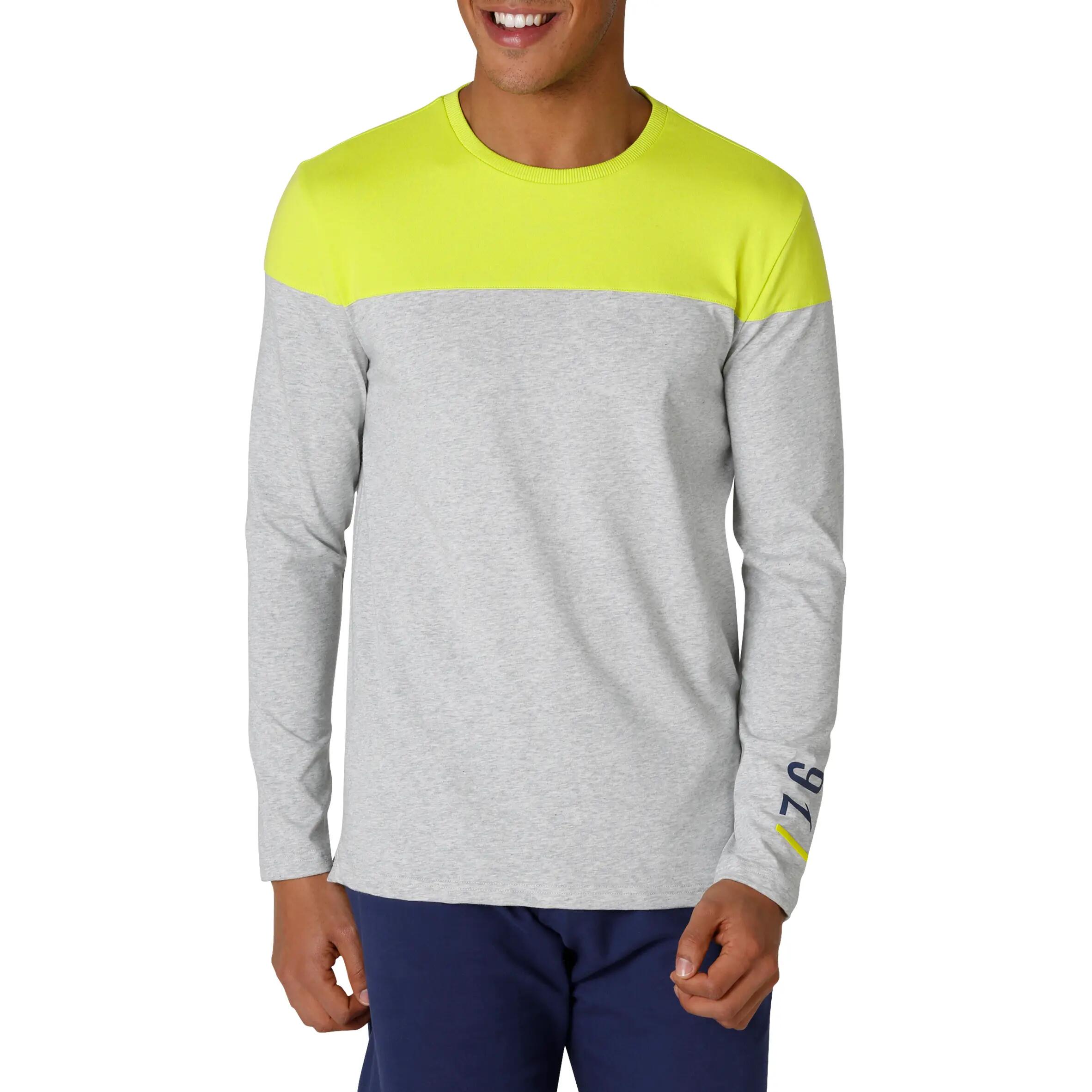 Active Team Long-Sleeved Fitness T-Shirt - Grey/Yellow 2/16