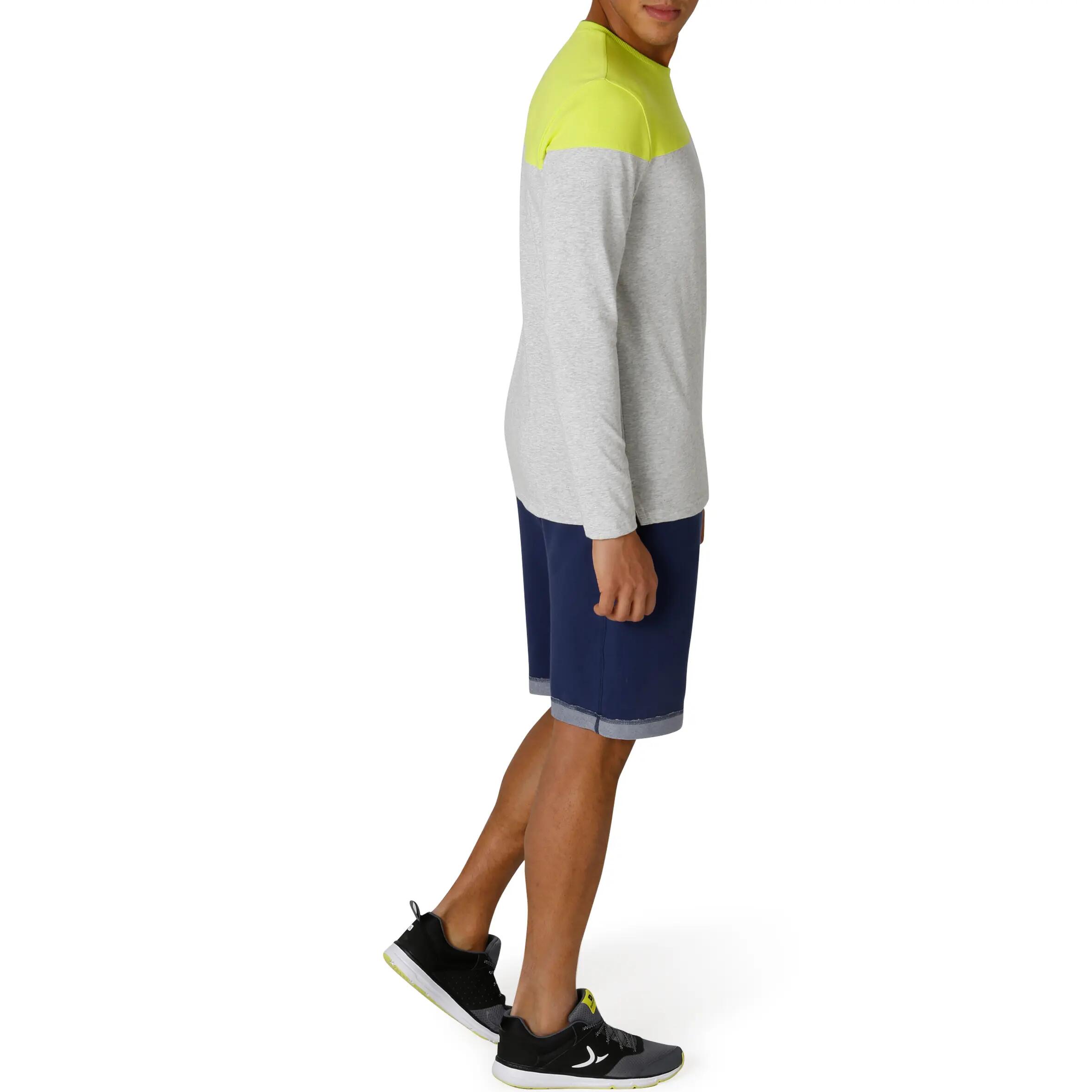 Active Team Long-Sleeved Fitness T-Shirt - Grey/Yellow 15/16