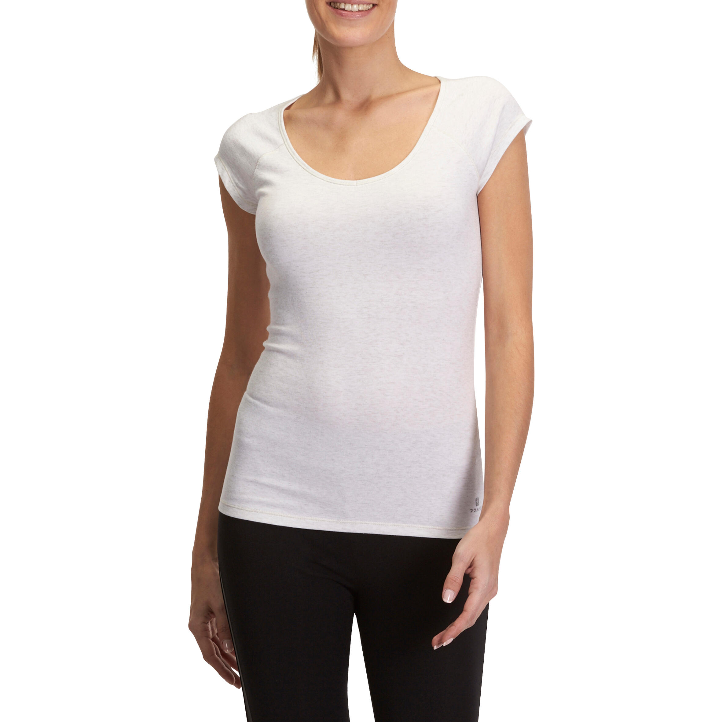 Active Women's Slim-Fit Short-Sleeved Fitness T-shirt - Mottled Beige 2/16