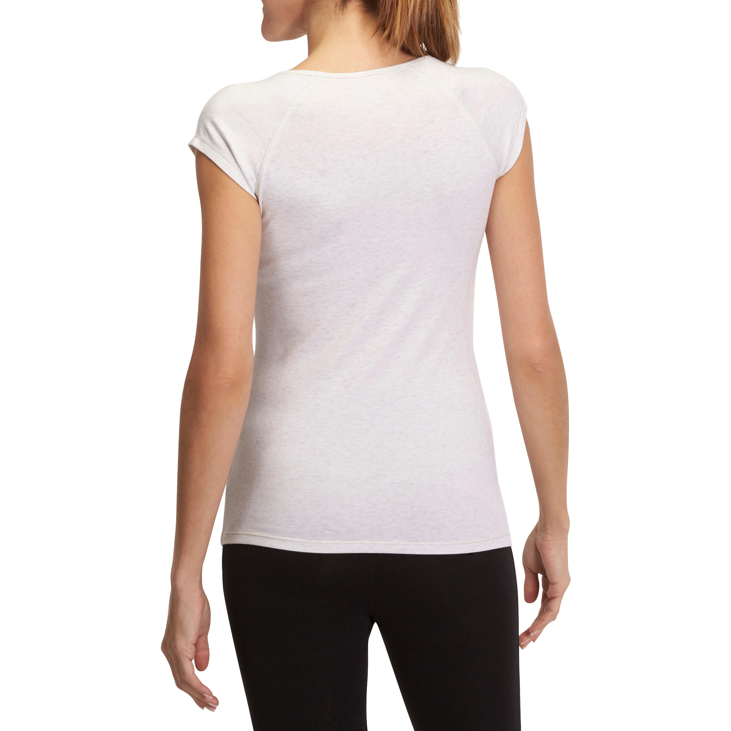 Active Women's Slim-Fit Short-Sleeved Fitness T-shirt - Mottled Beige 4/16