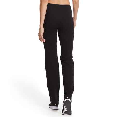 Straight-Cut Cotton Fitness Leggings Fit+ - Black