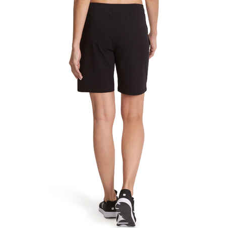 Fit+ 500 Women's Regular Gym & Pilates Shorts - Black