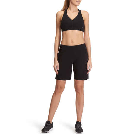 Fit+ 500 Women's Regular Gym & Pilates Shorts - Black