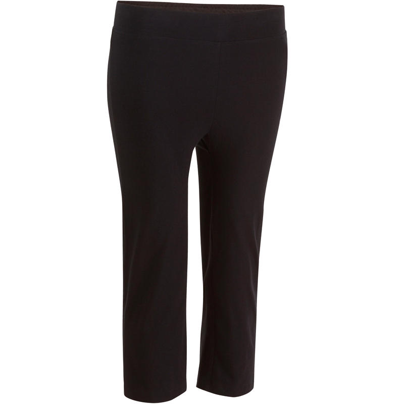 Mallas 3/4 FIT+ 500 regular pilates y gimnasia suave mujer negro Mallas 3/4 FIT+ 500 regular pilates y gimnasia suave mujer negro