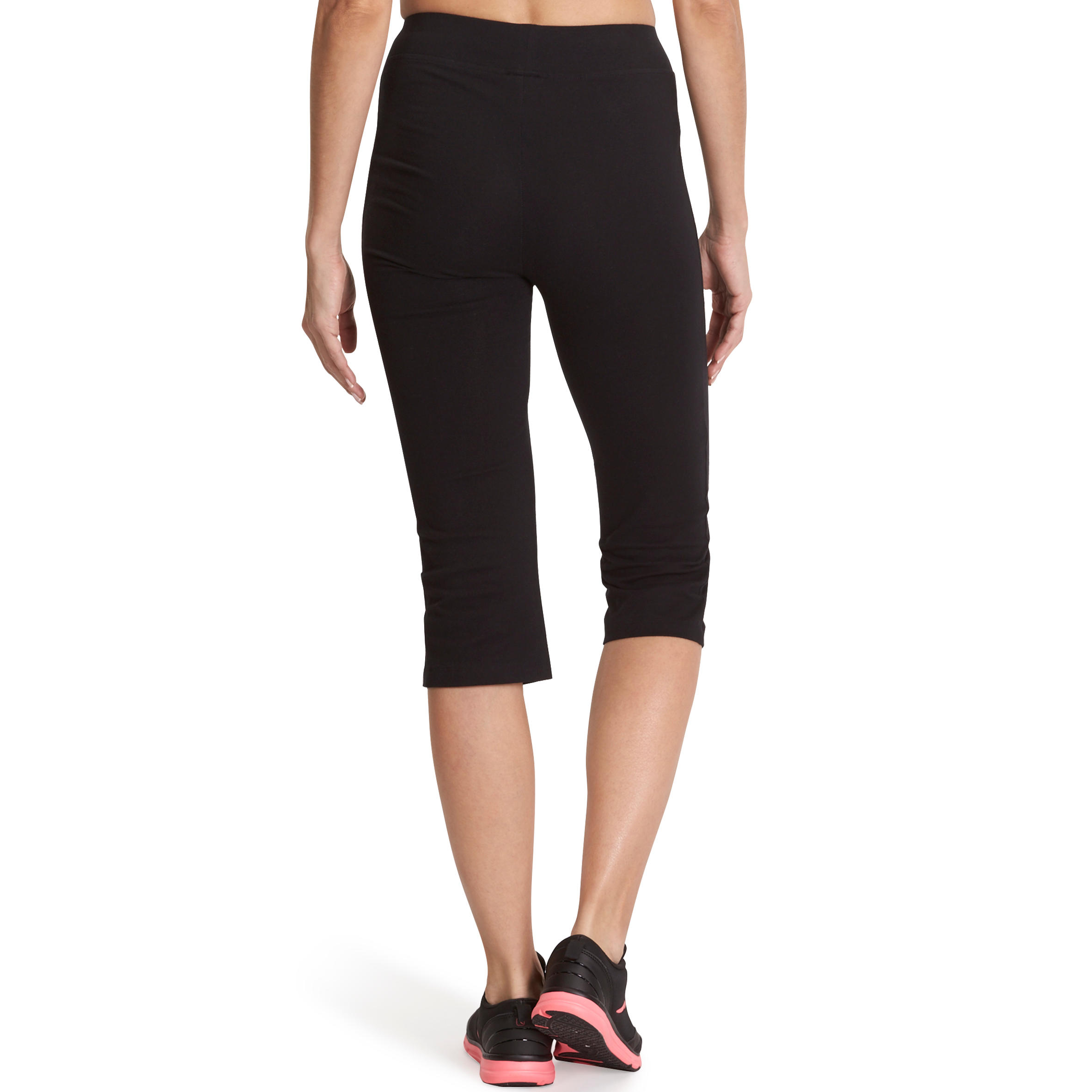 Fit+ 500 Women's Regular Gym & Pilates Cropped Bottoms - Black 4/13
