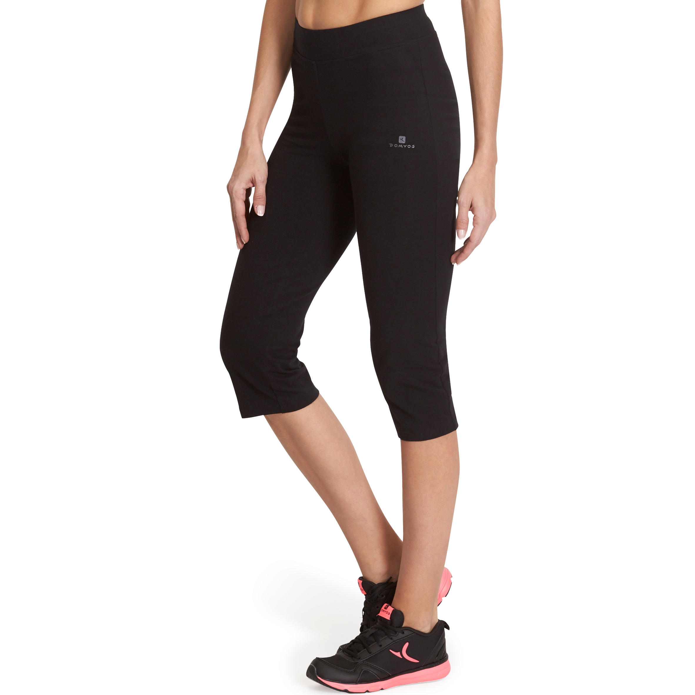 Fit+ 500 Women's Regular Gym & Pilates Cropped Bottoms - Black 5/13