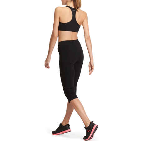 Fit+ 500 Women's Regular Gym & Pilates Cropped Bottoms - Black