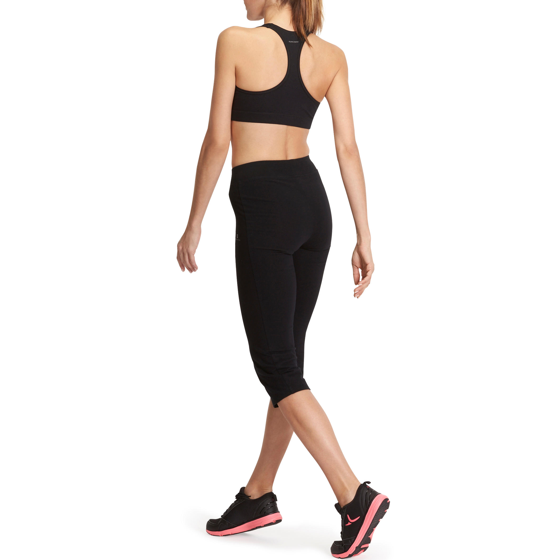 Fit+ 500 Women's Regular Gym & Pilates Cropped Bottoms - Black 13/13