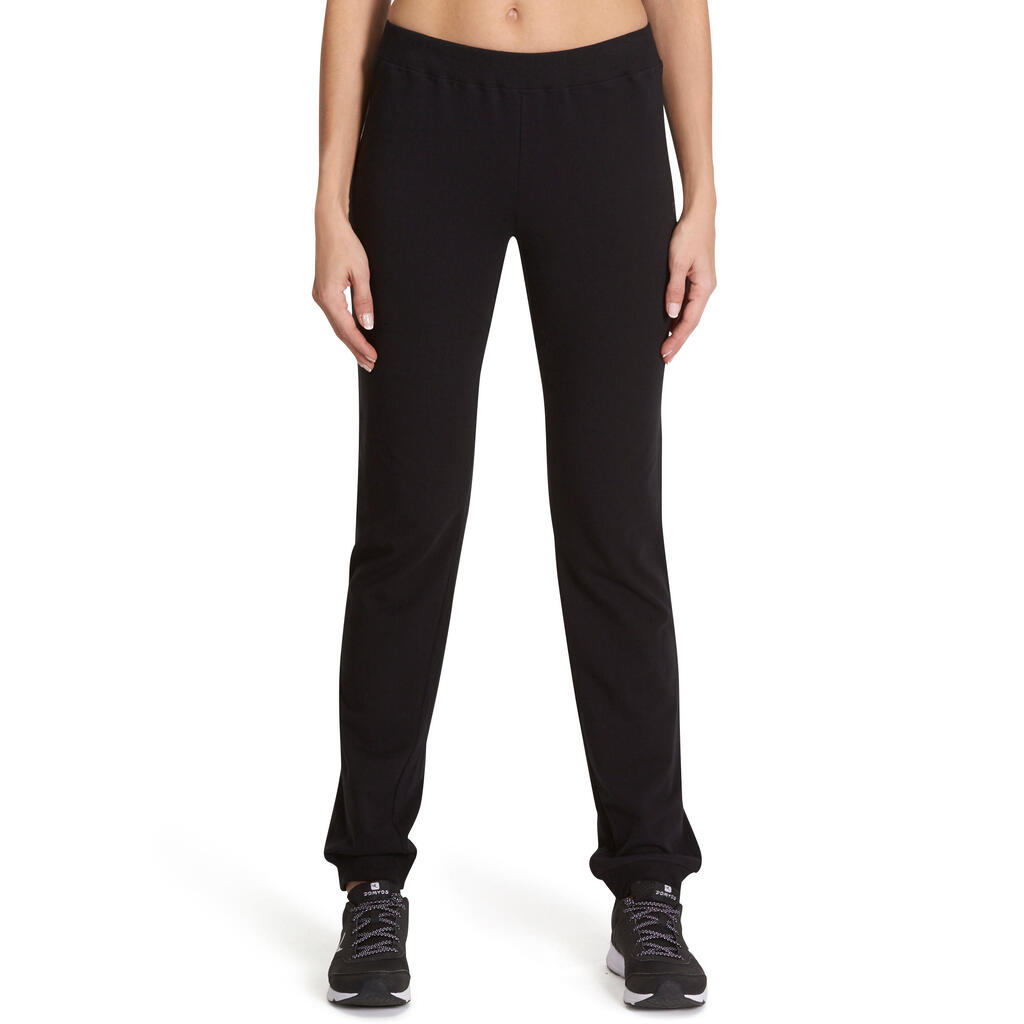 Pantalon 100 regular Gym Stretching femme noir