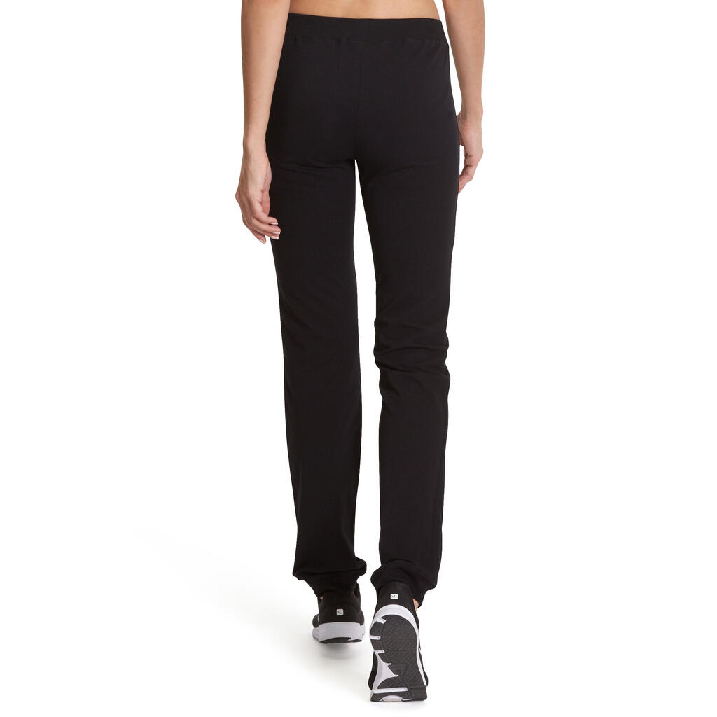 Pantalon 100 regular Gym Stretching femme noir