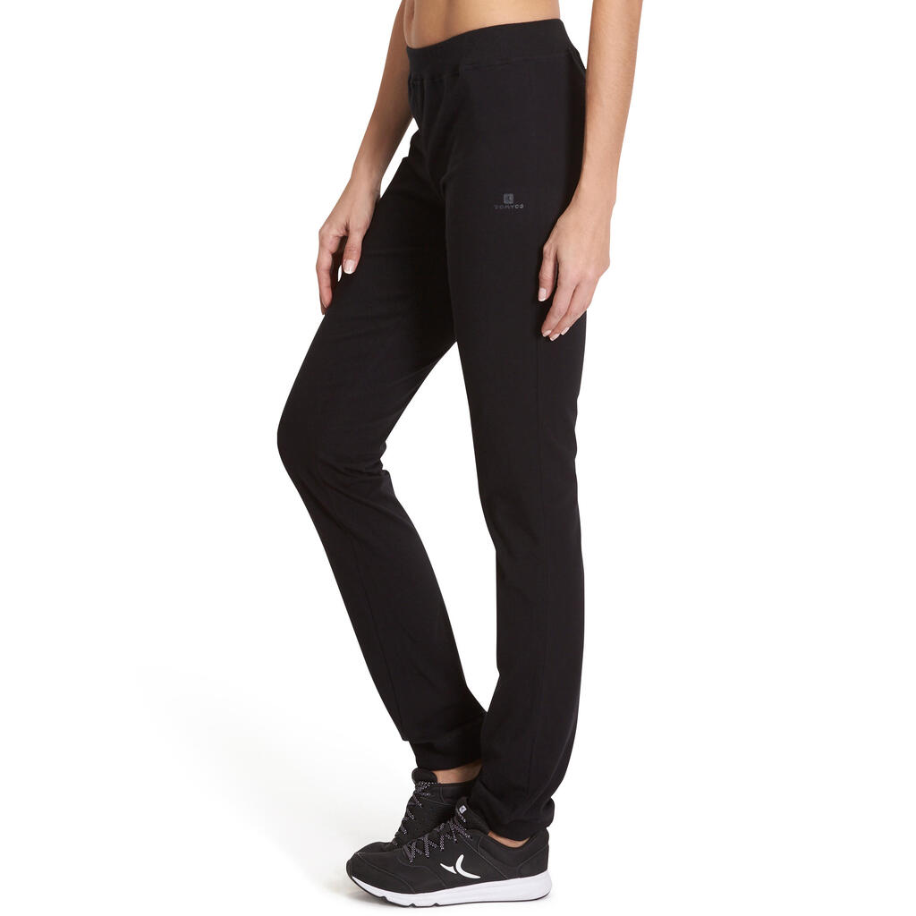 Jogginghose 100 Regular Gym Stretching Damen schwarz