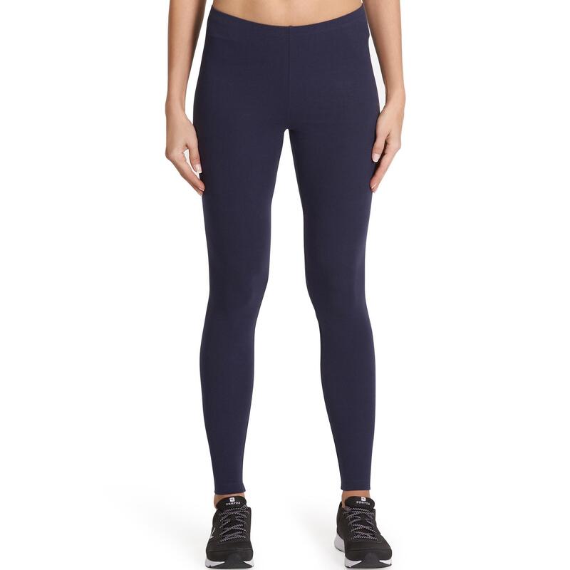 Dameslegging Salto 100 voor gym en stretching slim fit marineblauw