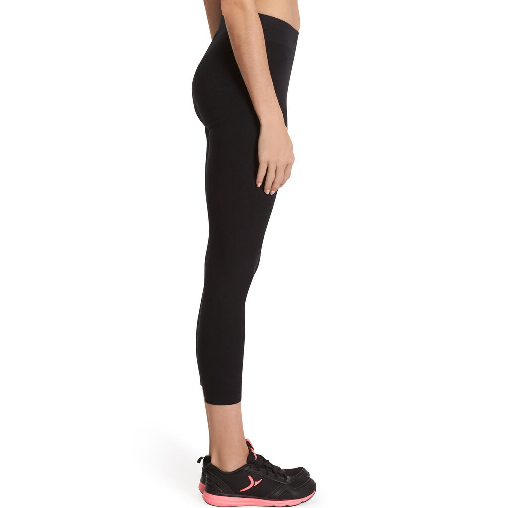 500 Fit+ Women's Slim-Fit Gym & Pilates 7/8 Leggings - Black