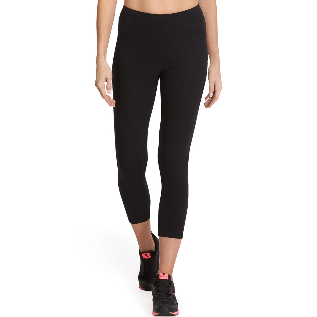 500 Fit+ Women's Slim-Fit Gym & Pilates 7/8 Leggings - Black