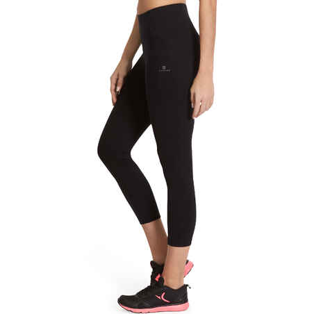 500 Fit+ Women's Slim-Fit Gym & Pilates 7/8 Leggings - Black