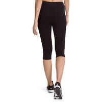 Women's Slim-Fit Fitness Cropped Bottoms 500 - Black