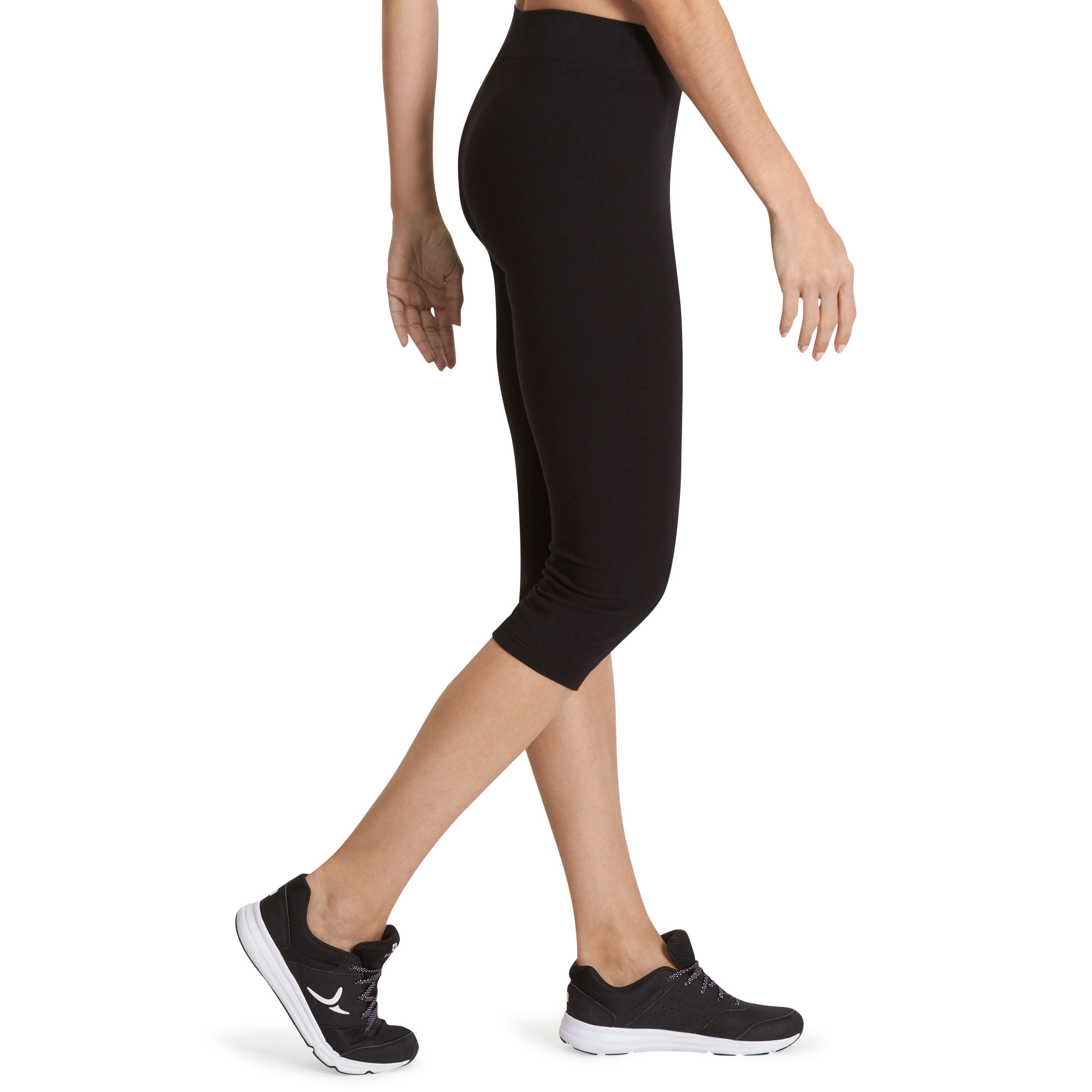 Women's Slim Fitness Cropped Bottoms Fit+ 500 - Black 3/11