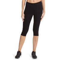 Women's Slim-Fit Fitness Cropped Bottoms 500 - Black