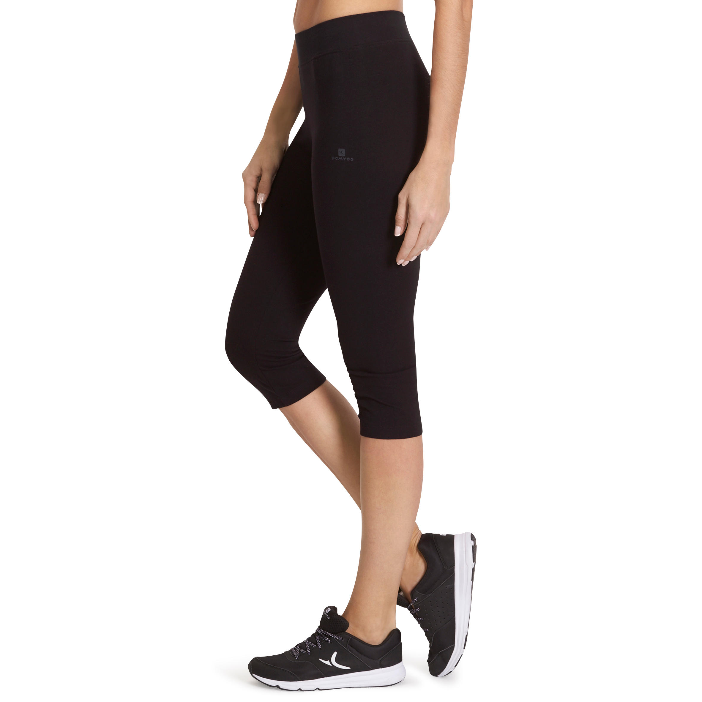 Women's Slim Fitness Cropped Bottoms Fit+ 500 - Black 5/11