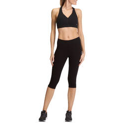 Women's Slim Fitness Cropped Bottoms Fit+ 500 - Black