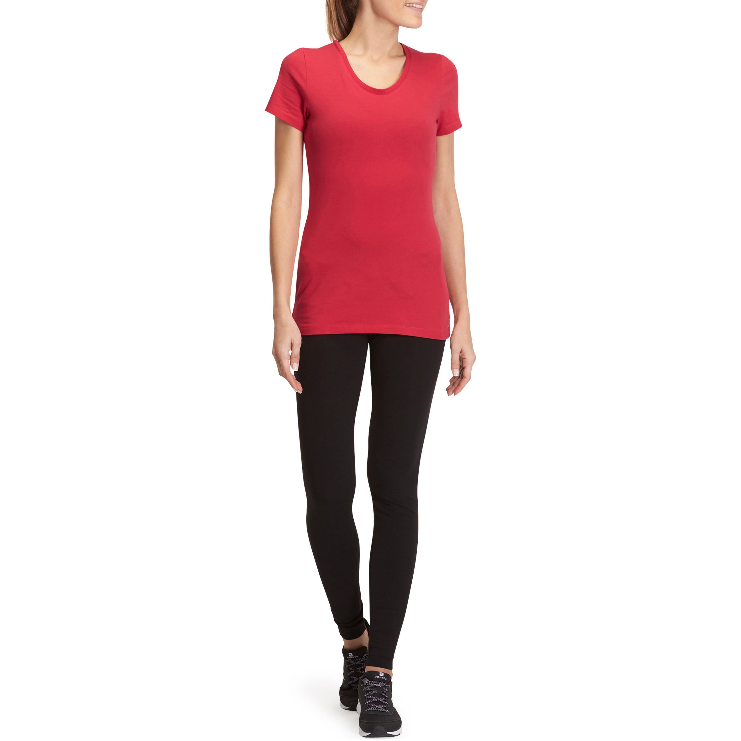 500 Women's Slim-Fit Gym & Pilates Leggings - Black 12/12