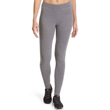 Fit+ 500 Women's Slim-Fit Gym & Pilates Leggings - Mid Heathered Grey