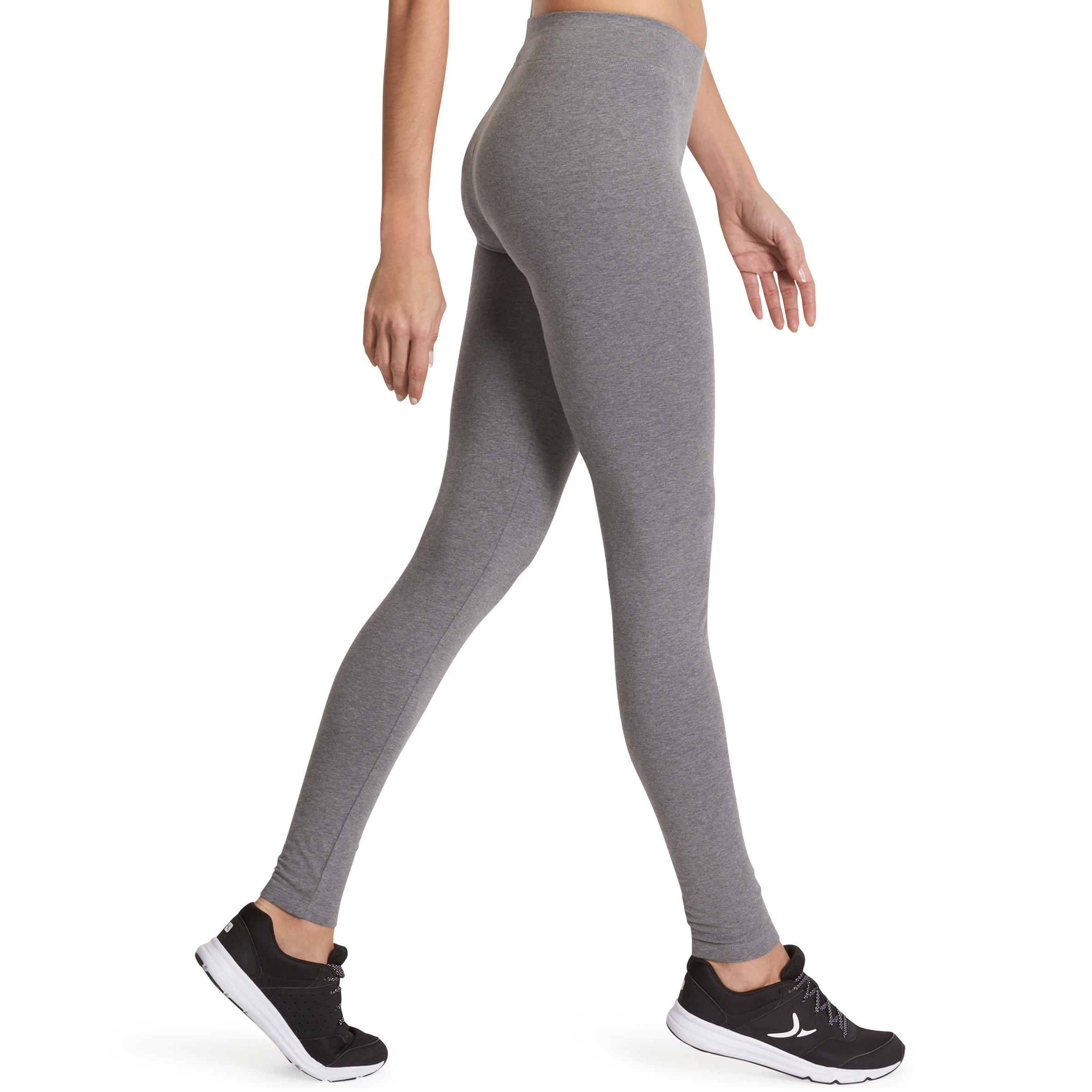 Fit+ 500 Women's Slim-Fit Gym & Pilates Leggings - Mid Heathered Grey 3/12