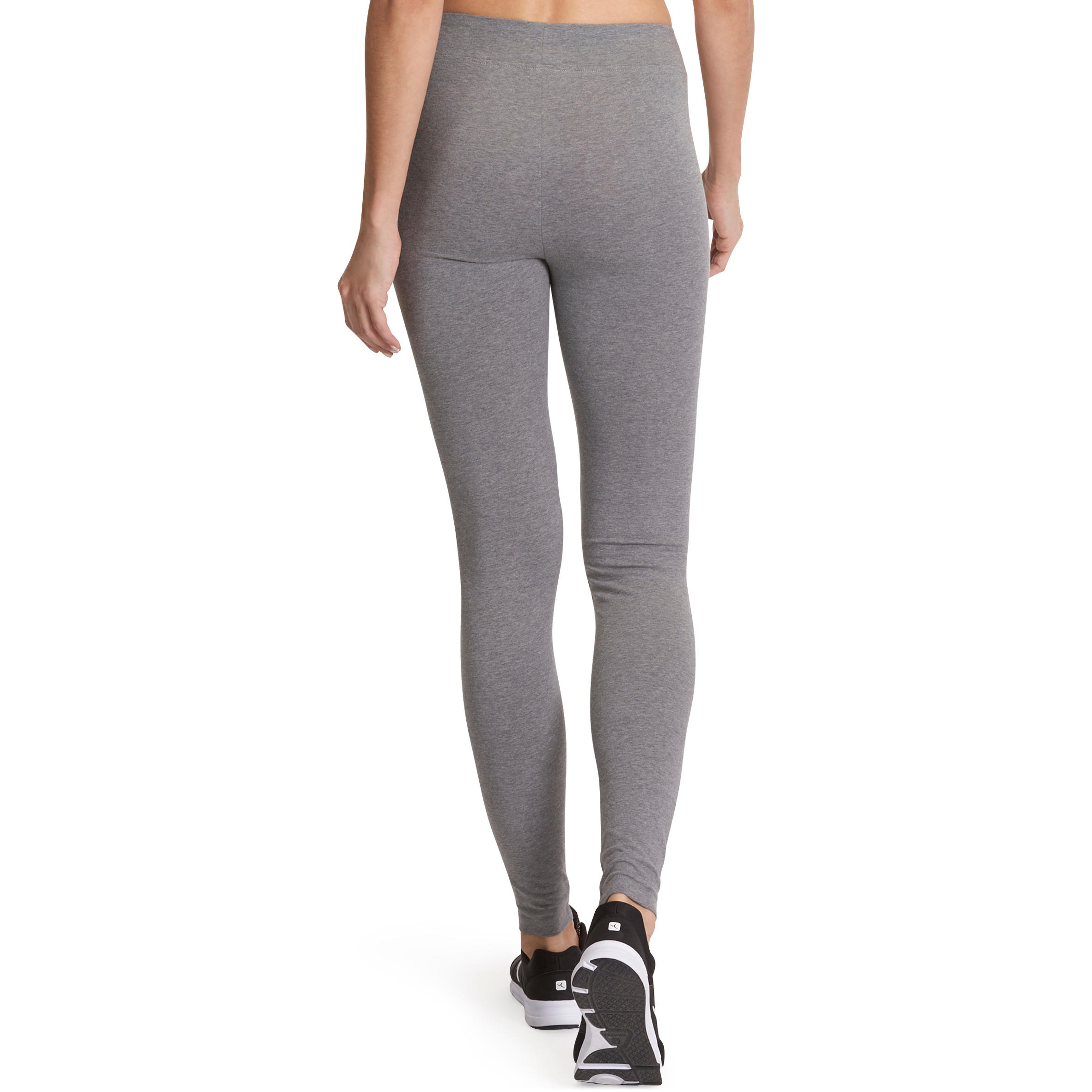Fit+ 500 Women's Slim-Fit Gym & Pilates Leggings - Mid Heathered Grey 4/12