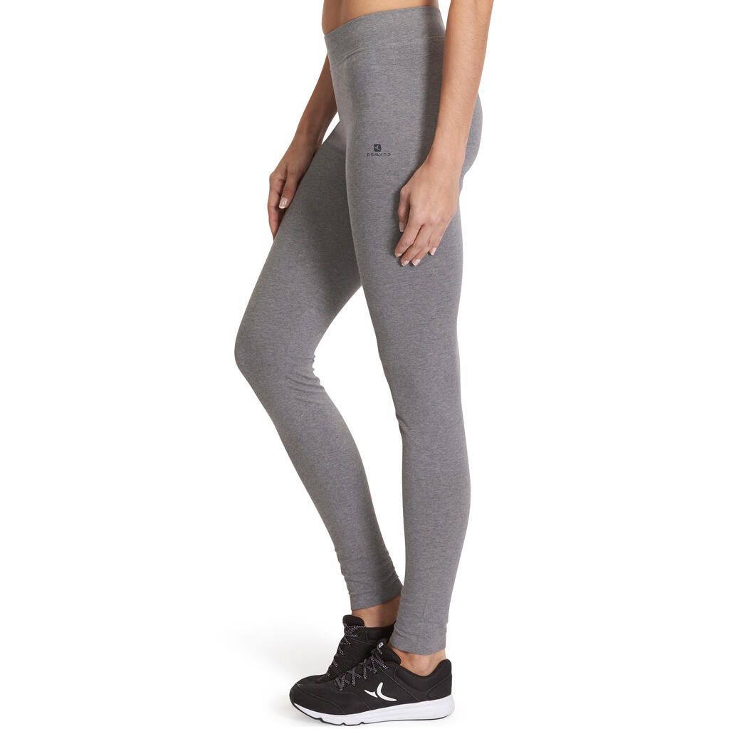 Legging FIT+ 500 slim Gym & Pilates femme gris chiné moyen