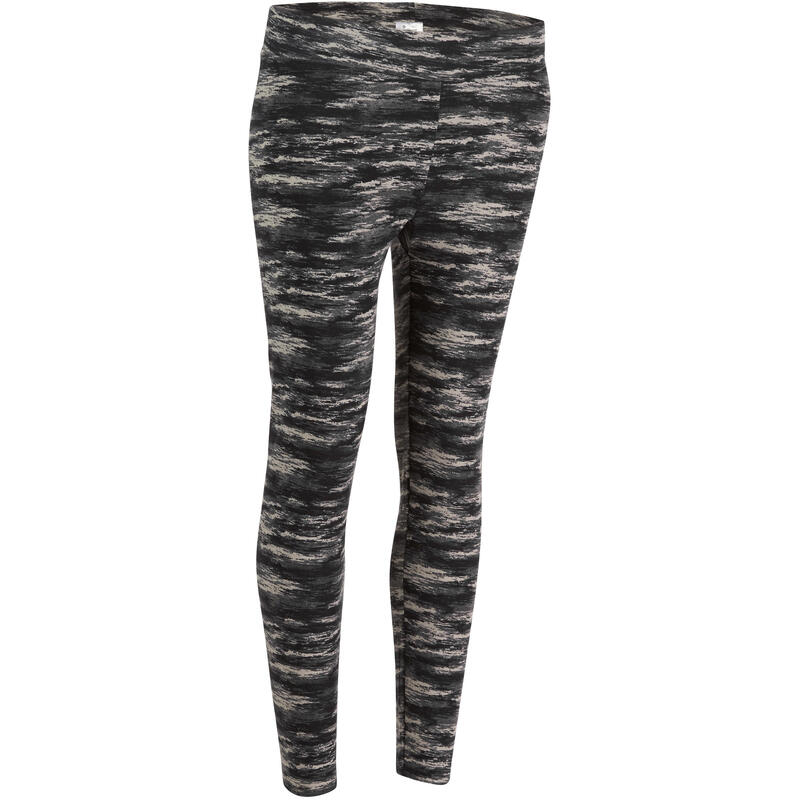 Legging 7/8 FIT+ slim fitness femme imprimé camouflage noir gris