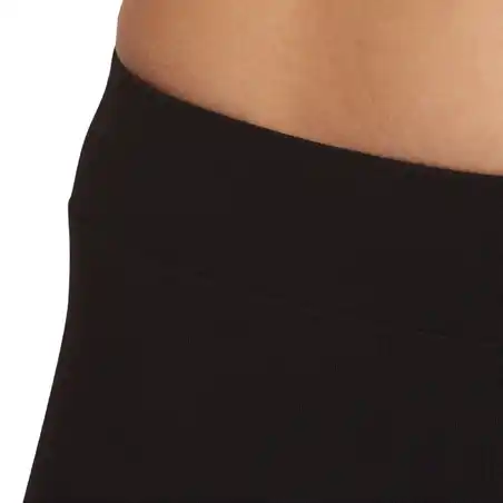 Women's Slim-Fit Cotton Fitness Cycling Shorts Without Pockets 500 - Black