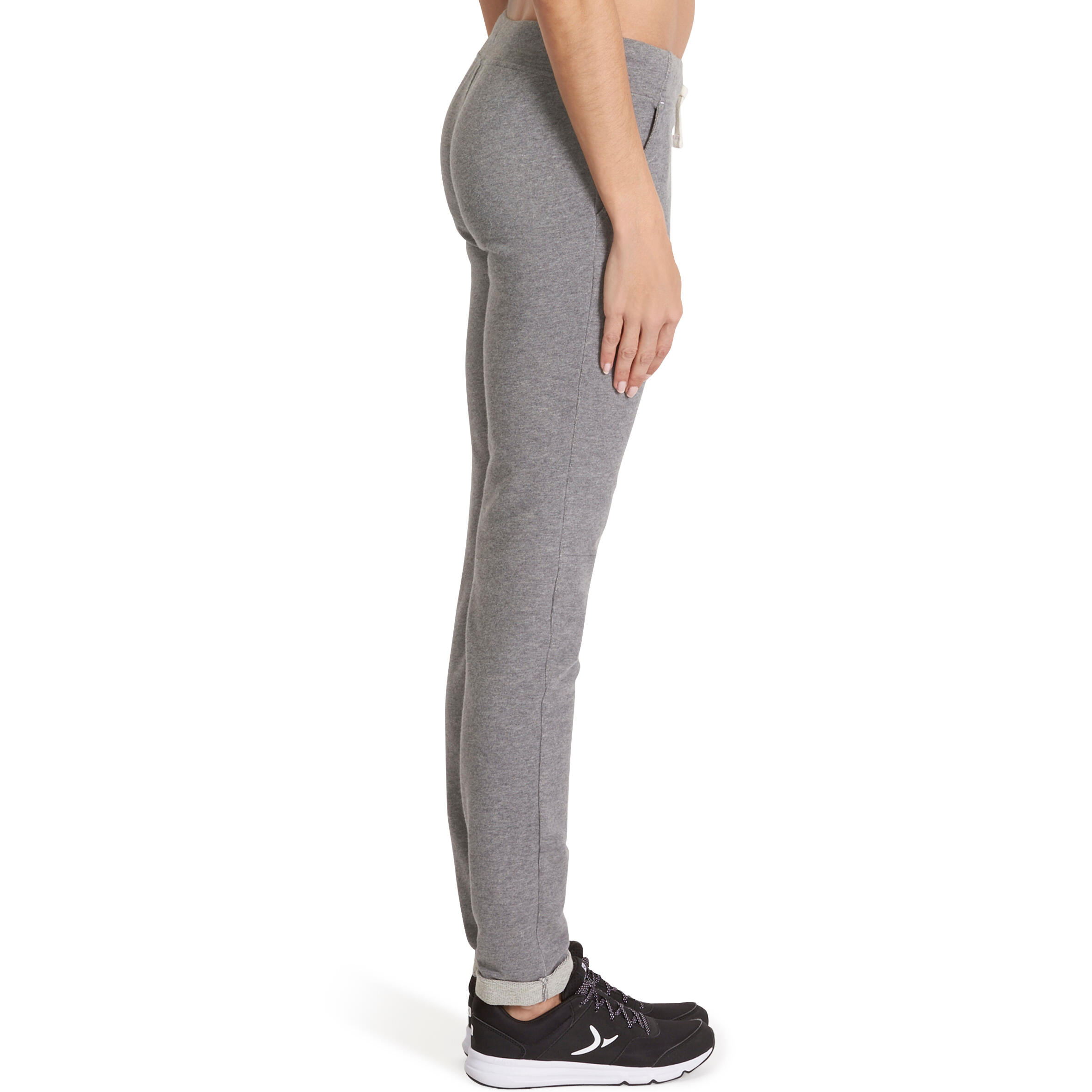 500 Women's Slim-Fit Gym & Pilates Bottoms - Mottled Mid-Grey 3/15