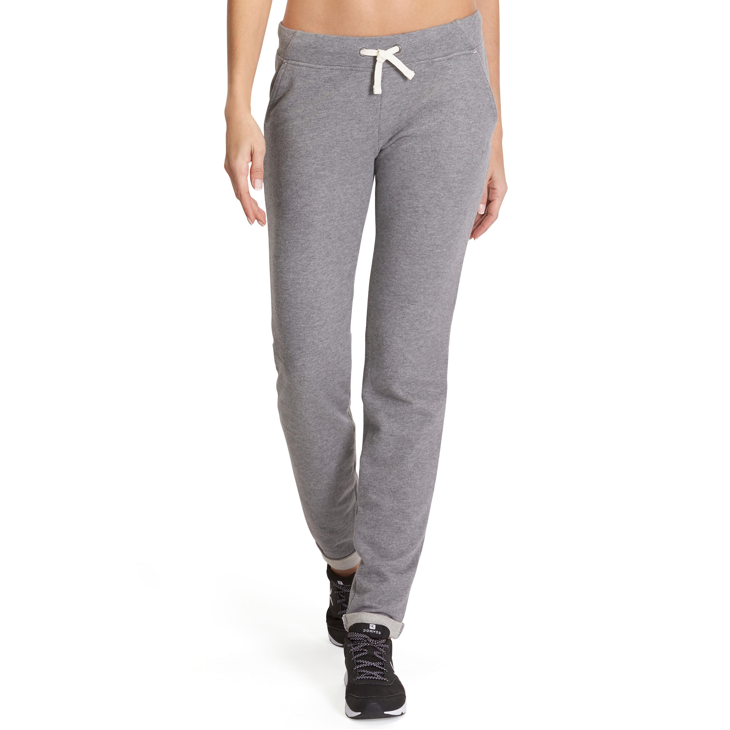 500 Women's Slim-Fit Gym & Pilates Bottoms - Mottled Mid-Grey 2/15