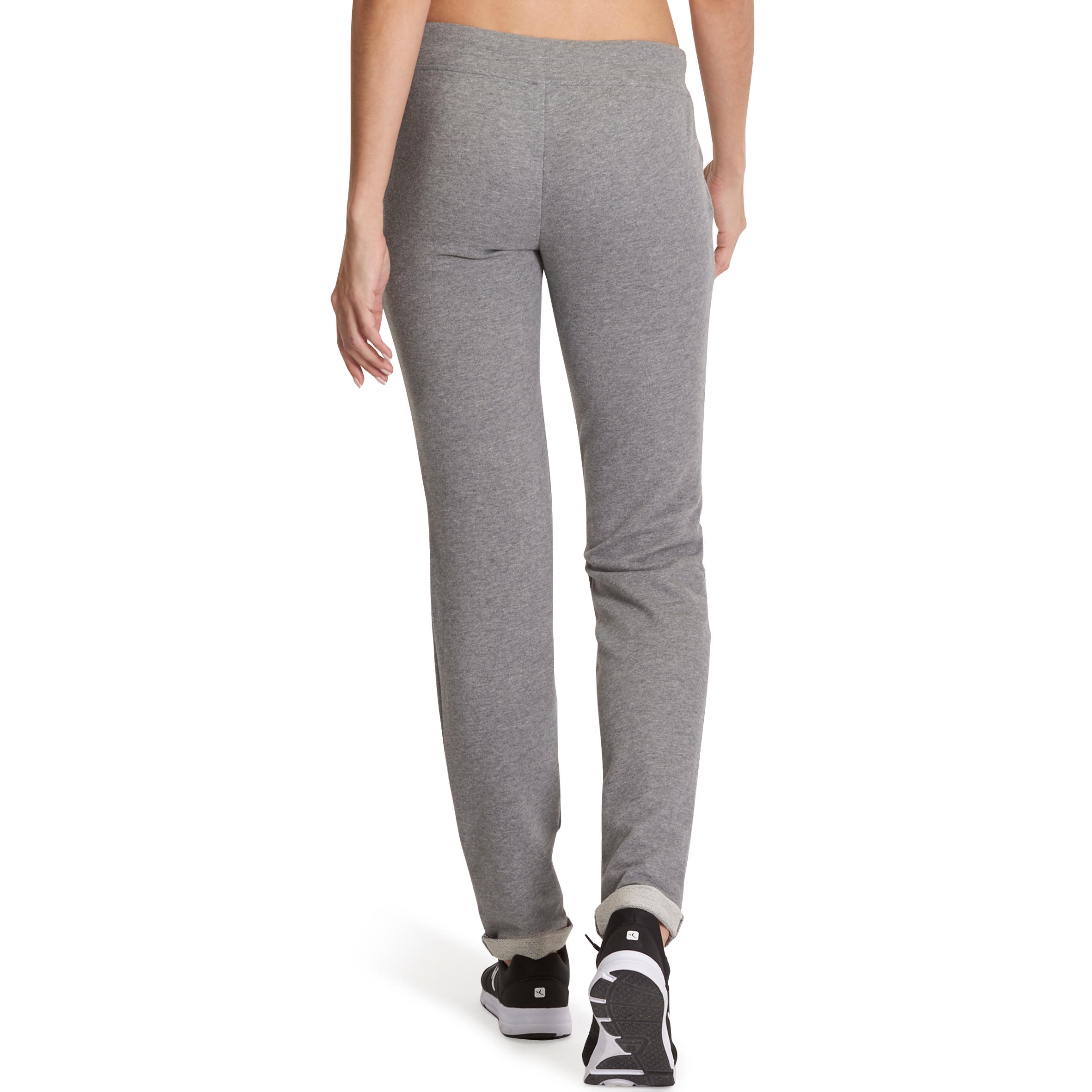 500 Women's Slim-Fit Gym & Pilates Bottoms - Mottled Mid-Grey 4/15
