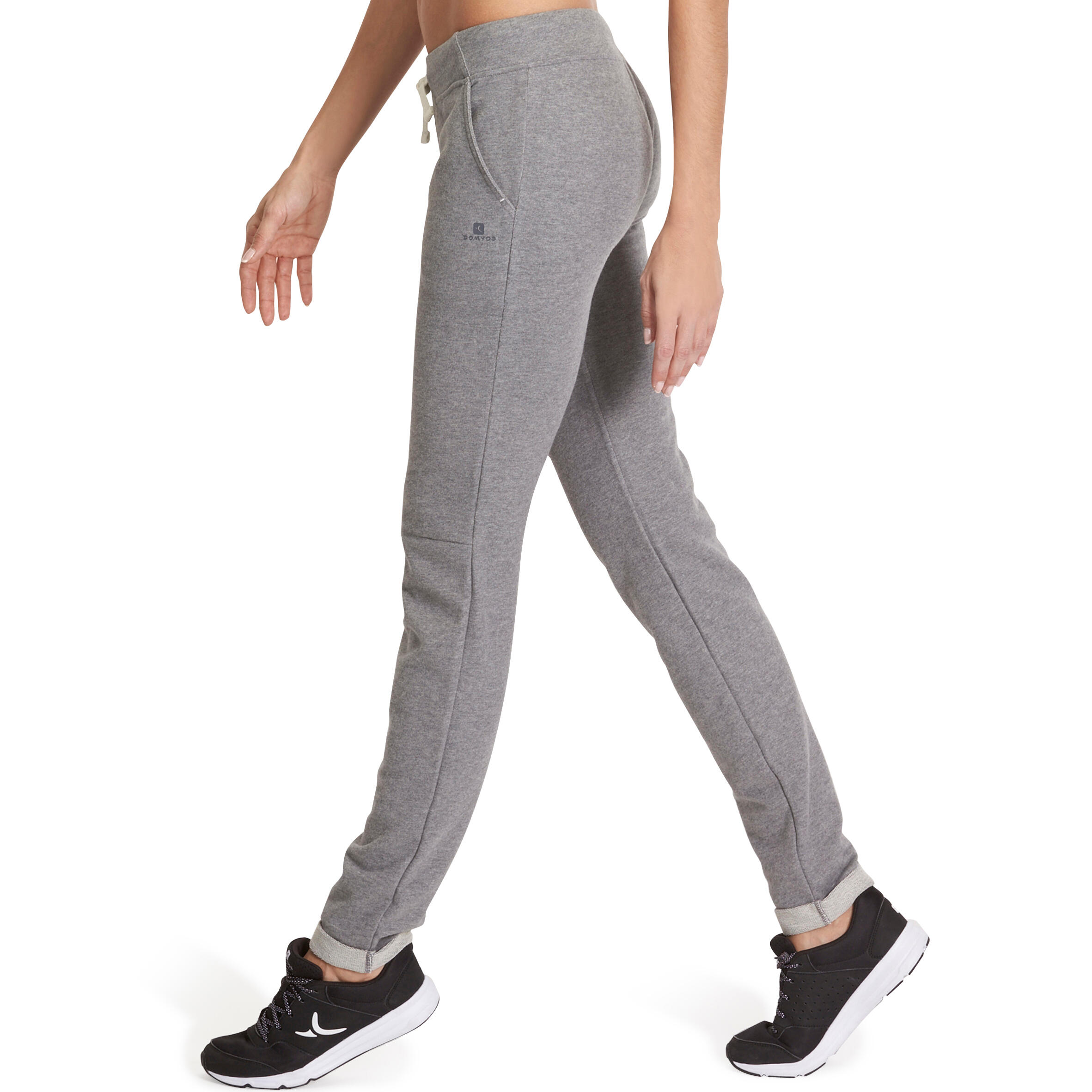 500 Women's Slim-Fit Gym & Pilates Bottoms - Mottled Mid-Grey 5/15