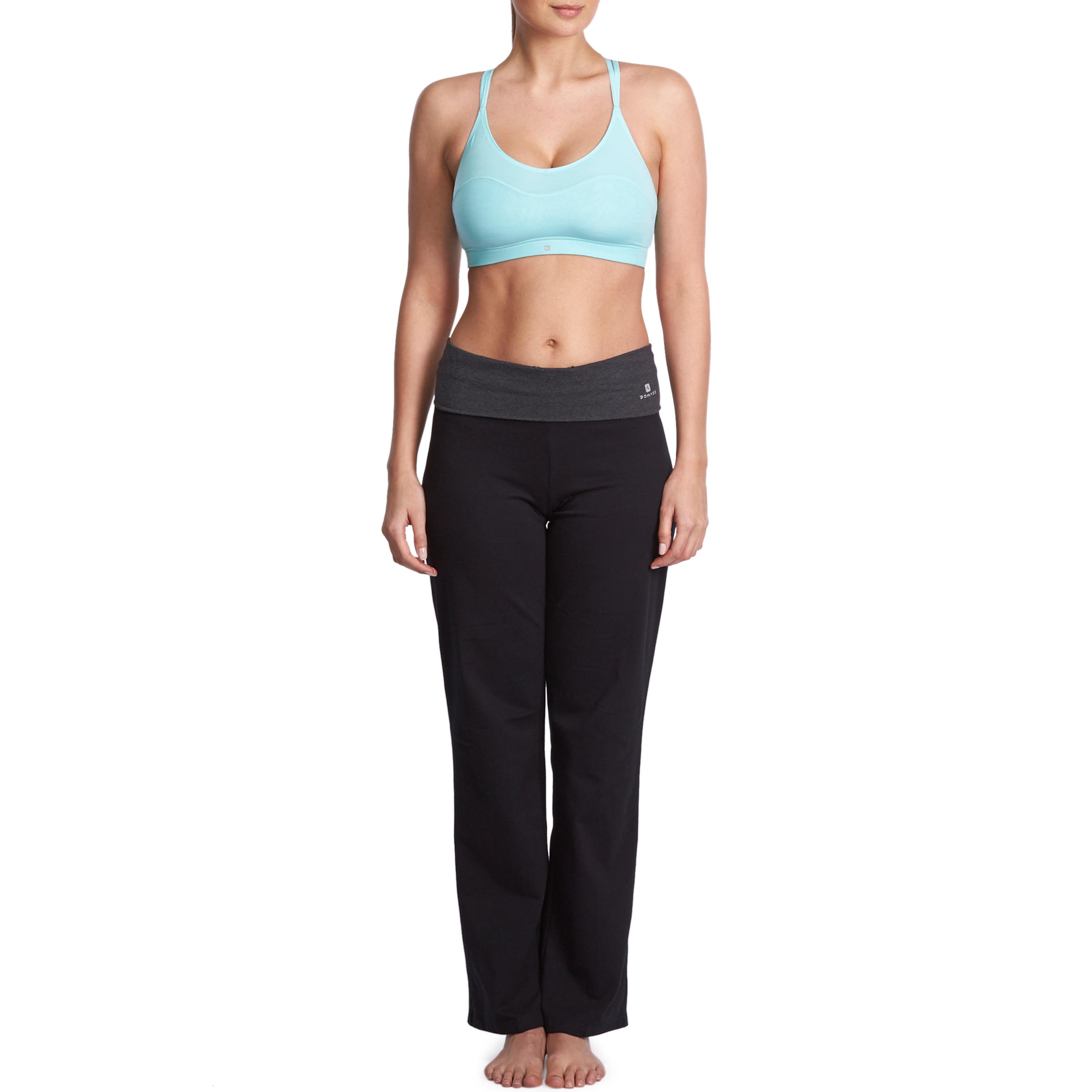 Pantalón yoga algodón biológico mujer negro gris - Decathlon