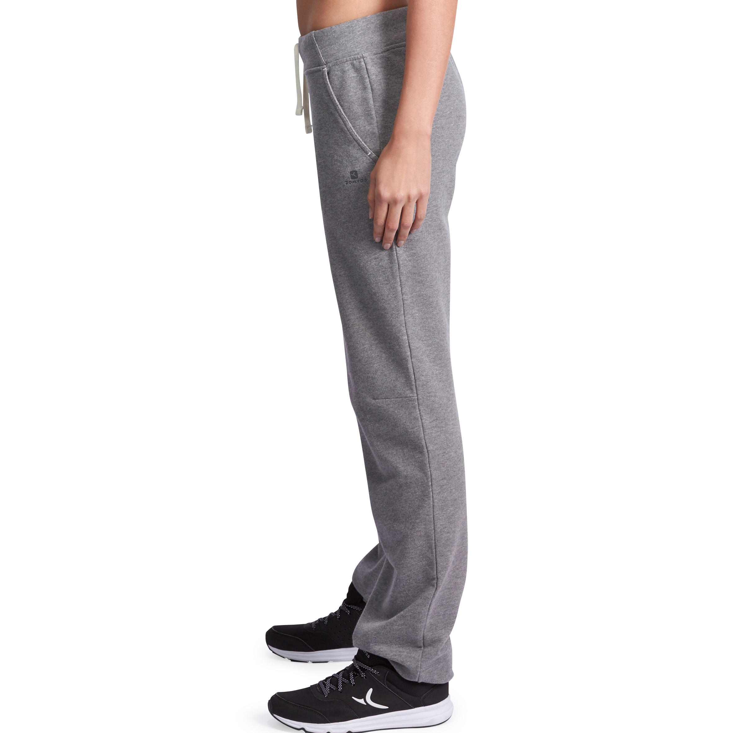 500 Women's Regular-Fit Gym Stretching Bottoms - Light Mottled Grey 5/11