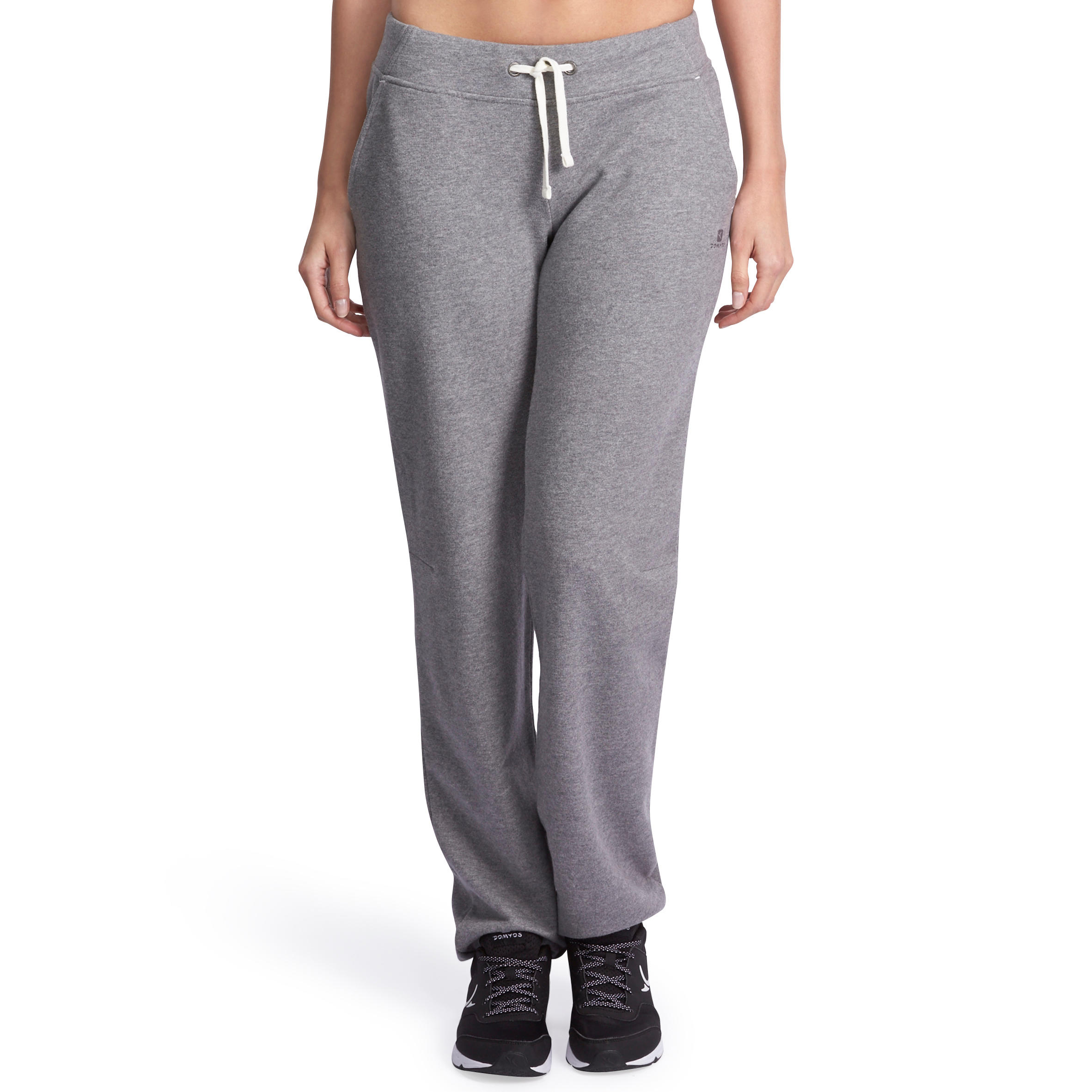 500 Women's Regular-Fit Gym Stretching Bottoms - Light Mottled Grey 2/11